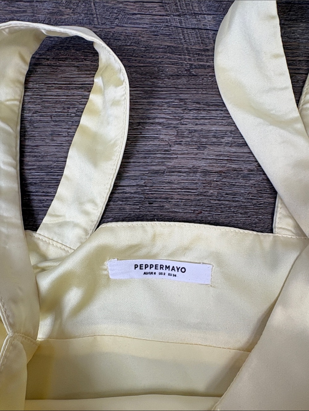 Peppermayo Odette Satin Mini Dress Butter Yellow Size US 2 - Picture 5 of 11